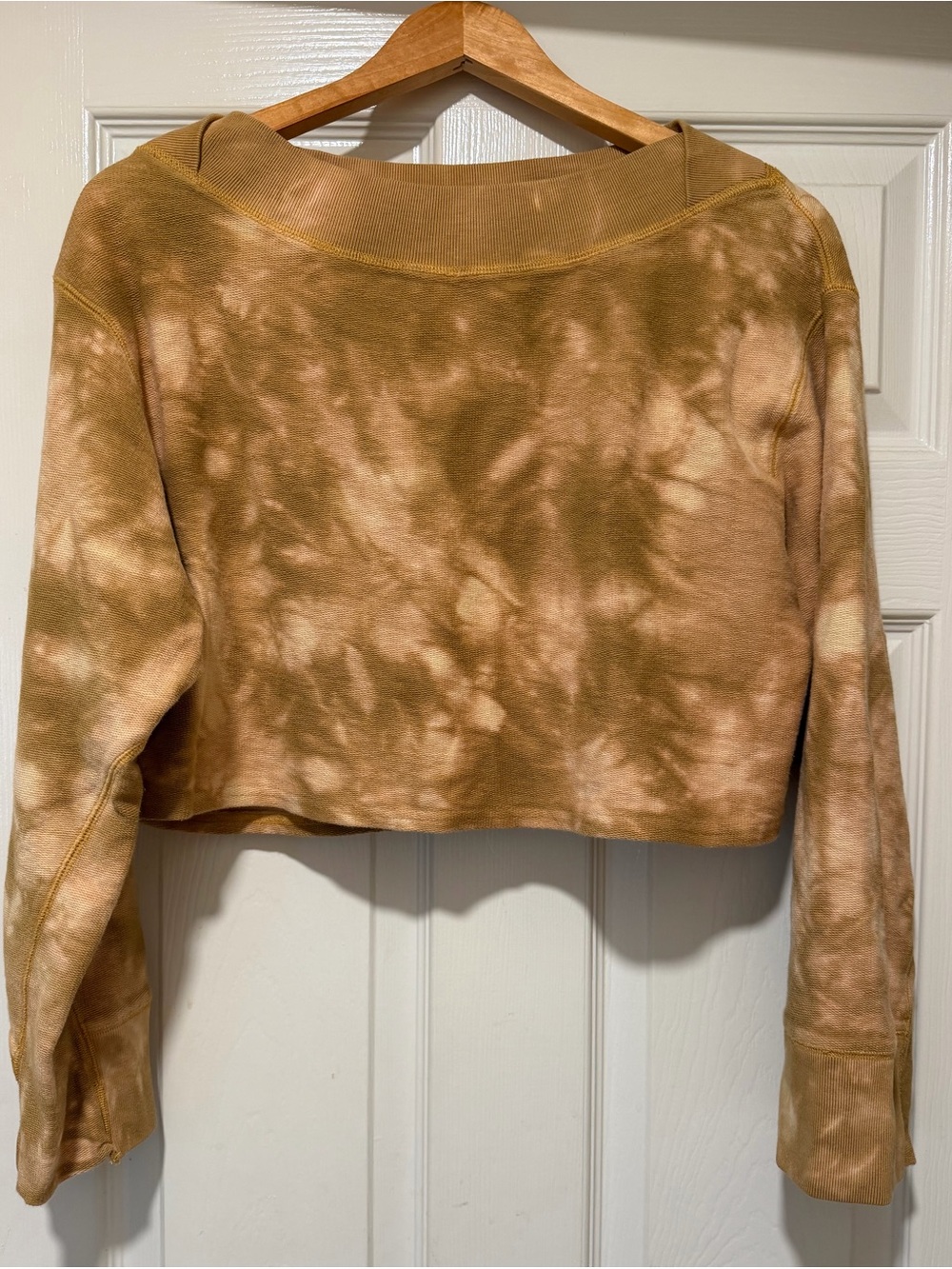 Free People Cropped Boat Neck Tie-Dye Sweatshirt XS